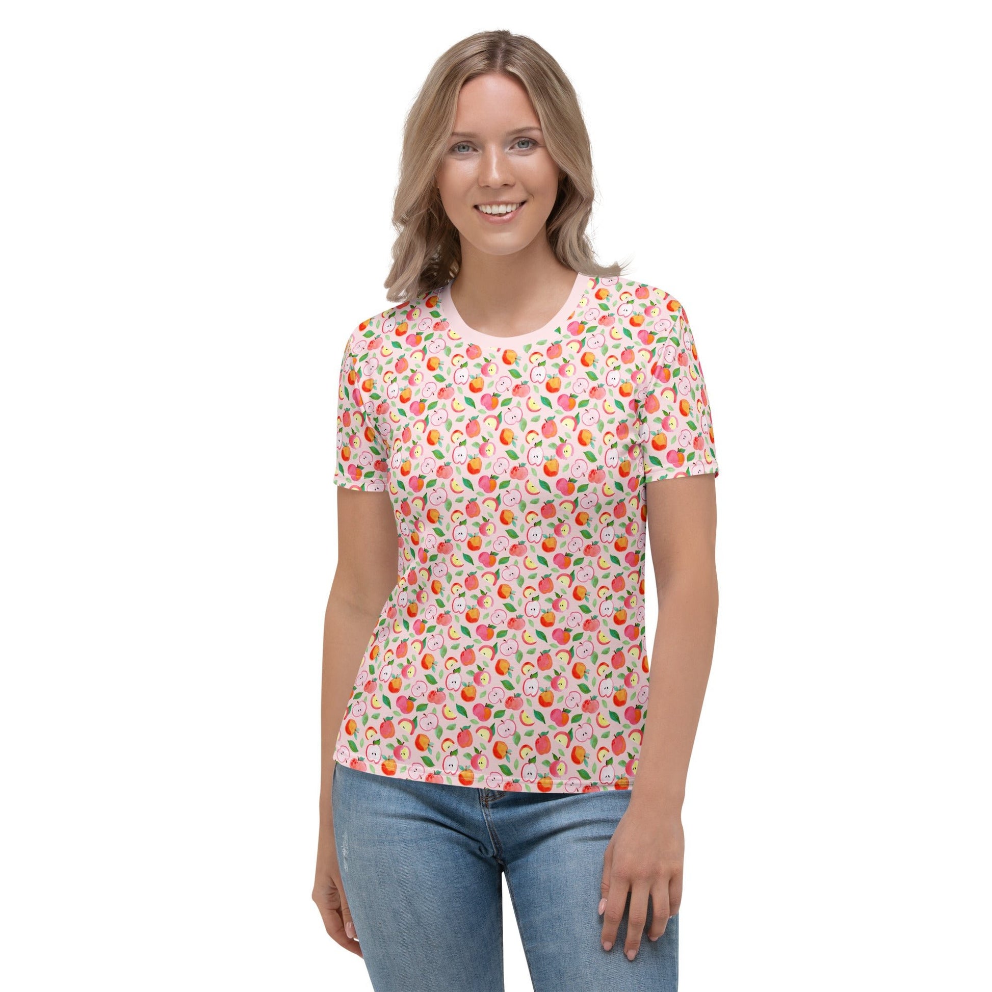 🍎 Women’s T-Shirt – Apples (Pink) 💖👚 - SANDRAAS