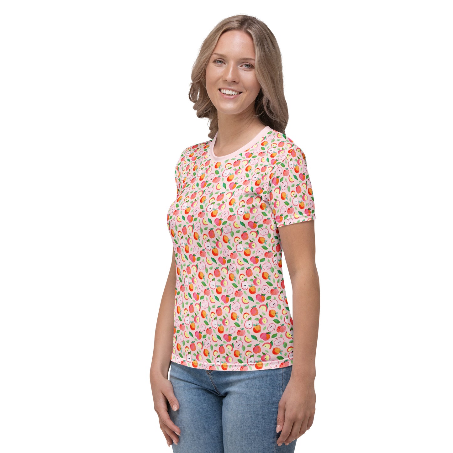 🍎 Women’s T-Shirt – Apples (Pink) 💖👚 - SANDRAAS
