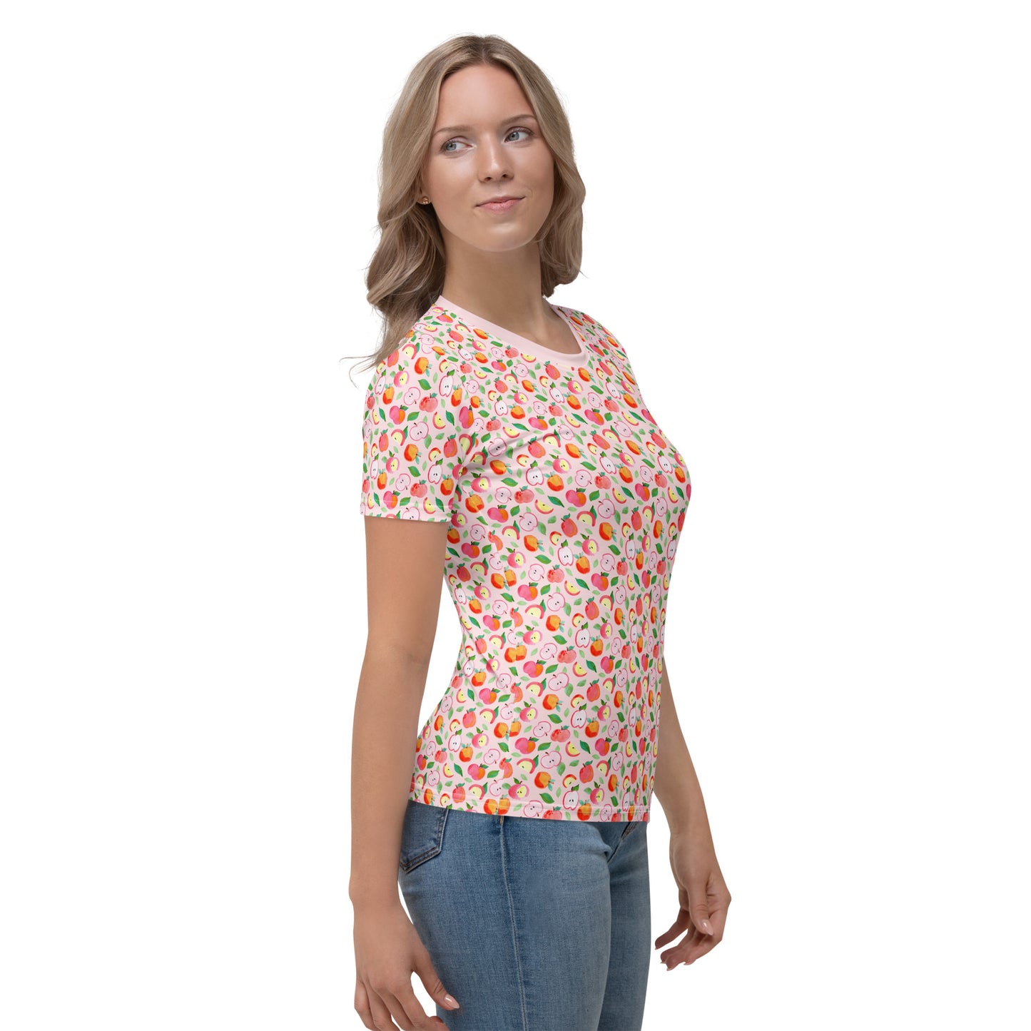 🍎 Women’s T-Shirt – Apples (Pink) 💖👚 - SANDRAAS