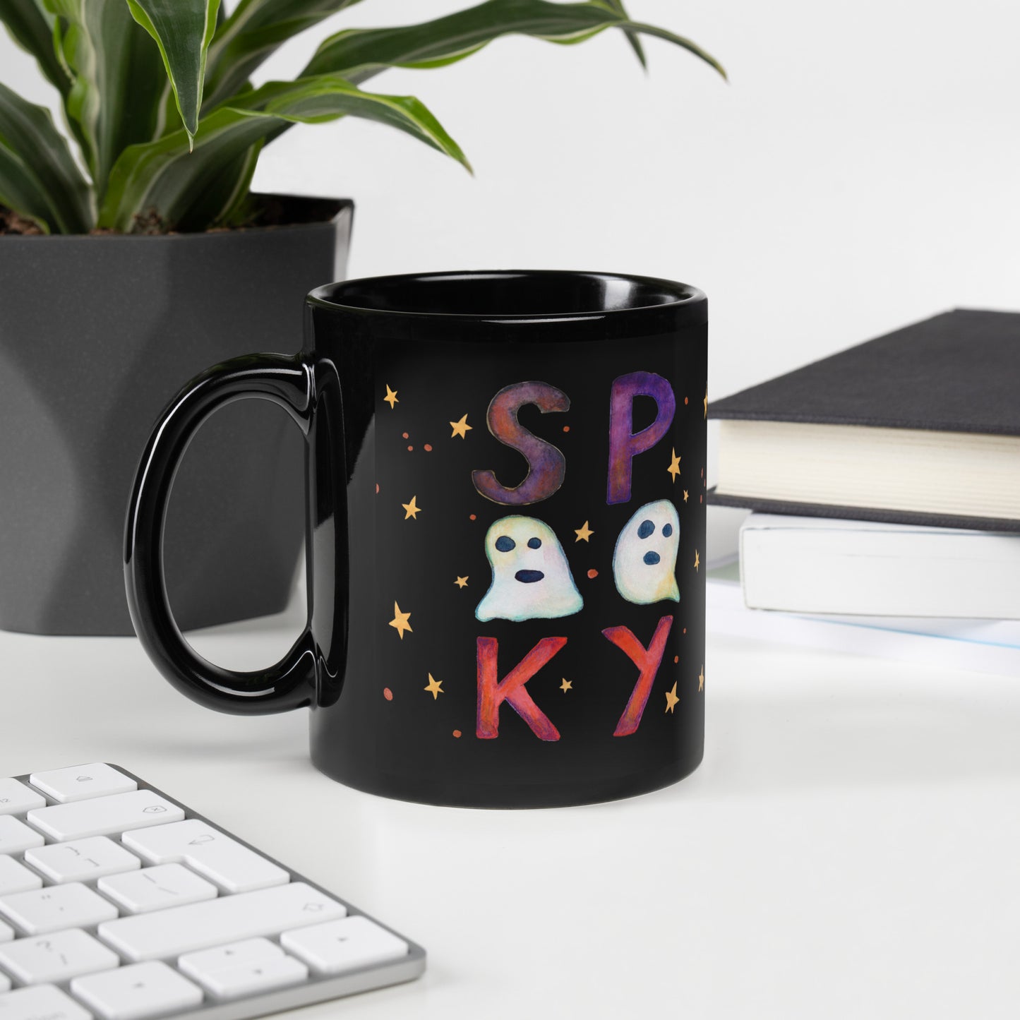 Spooky & Chic – Black Glossy Halloween Mug 🎃☕ - SANDRAAS