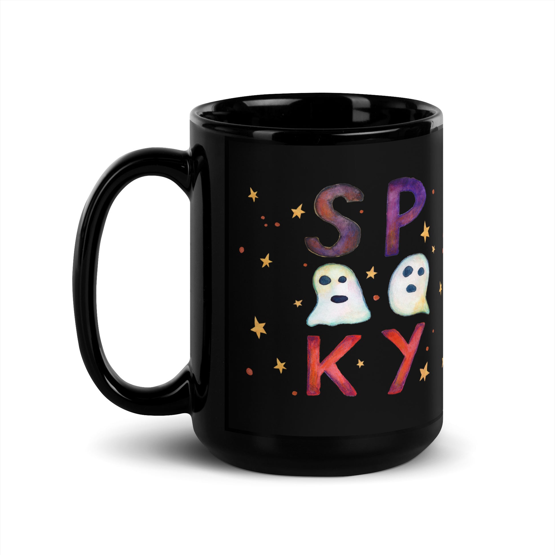 Spooky & Chic – Black Glossy Halloween Mug 🎃☕ - SANDRAAS