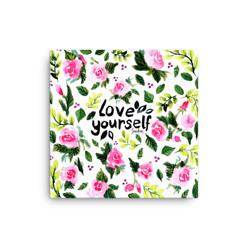 "Love Yourself" Watercolor Canvas – A Daily Reminder to Embrace Who You Are 💖🌿 - SANDRAAS