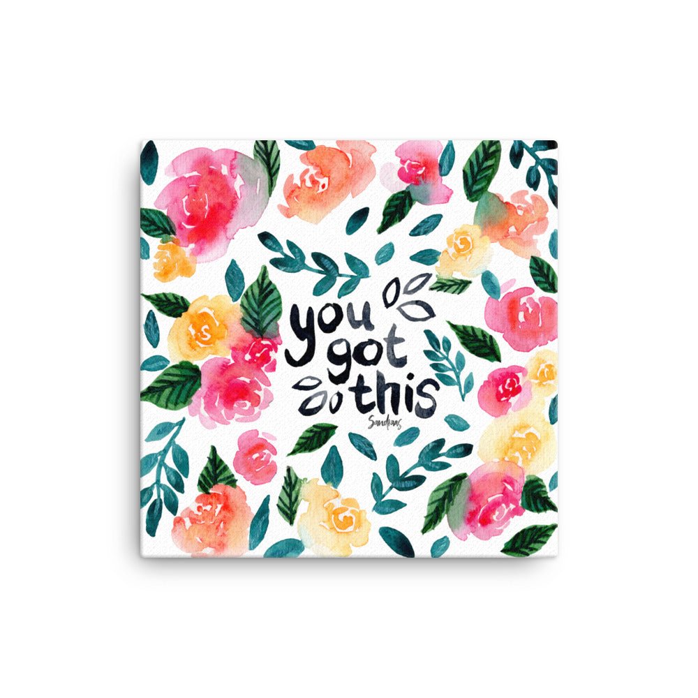 "You Got This" Watercolor Canvas – A Beautiful Reminder of Strength & Positivity 🌸✨ - SANDRAAS