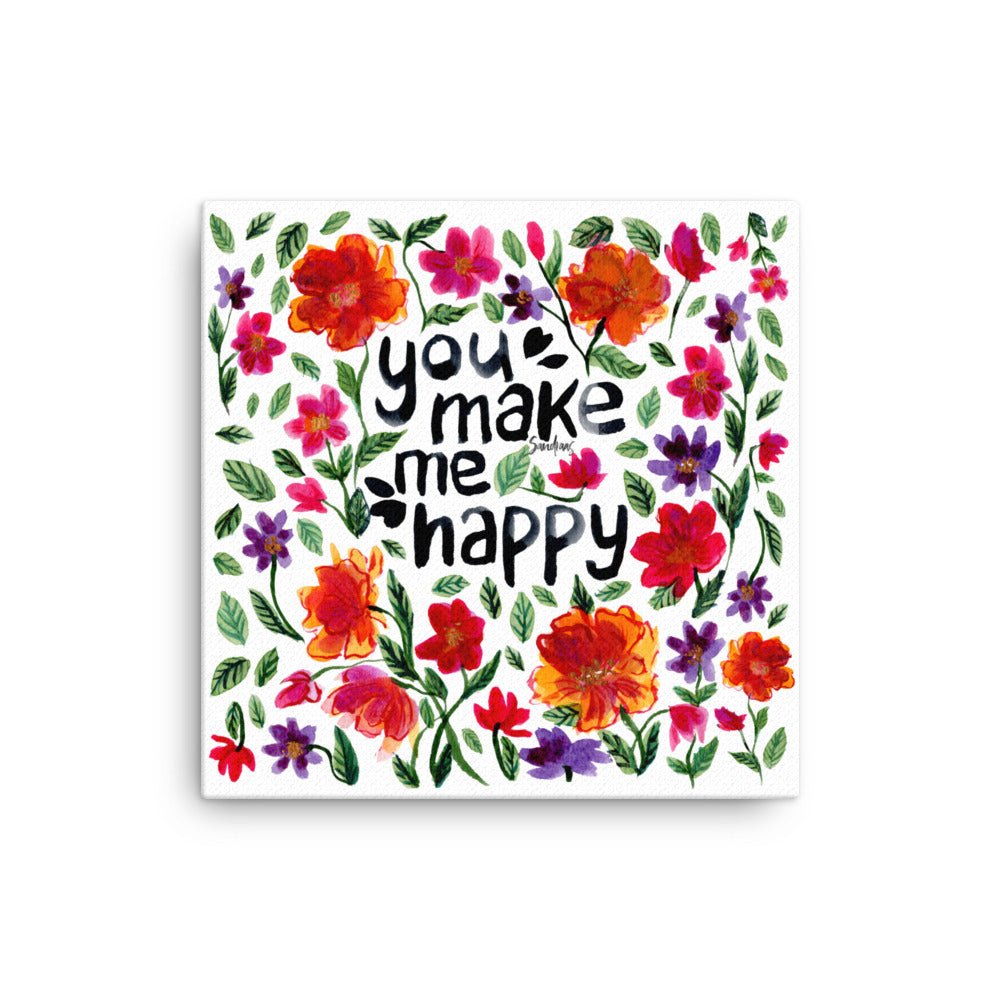 "You Make Me Happy" Watercolor Canvas – A Joyful Touch for Any Space ☀️🎨 - SANDRAAS