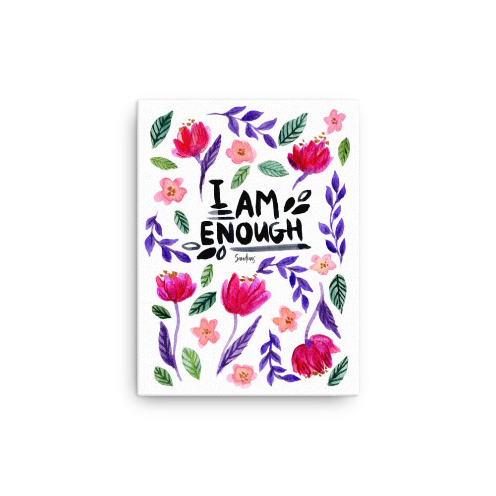 "I Am Enough" – Watercolor Canvas Print 💜✨ - SANDRAAS