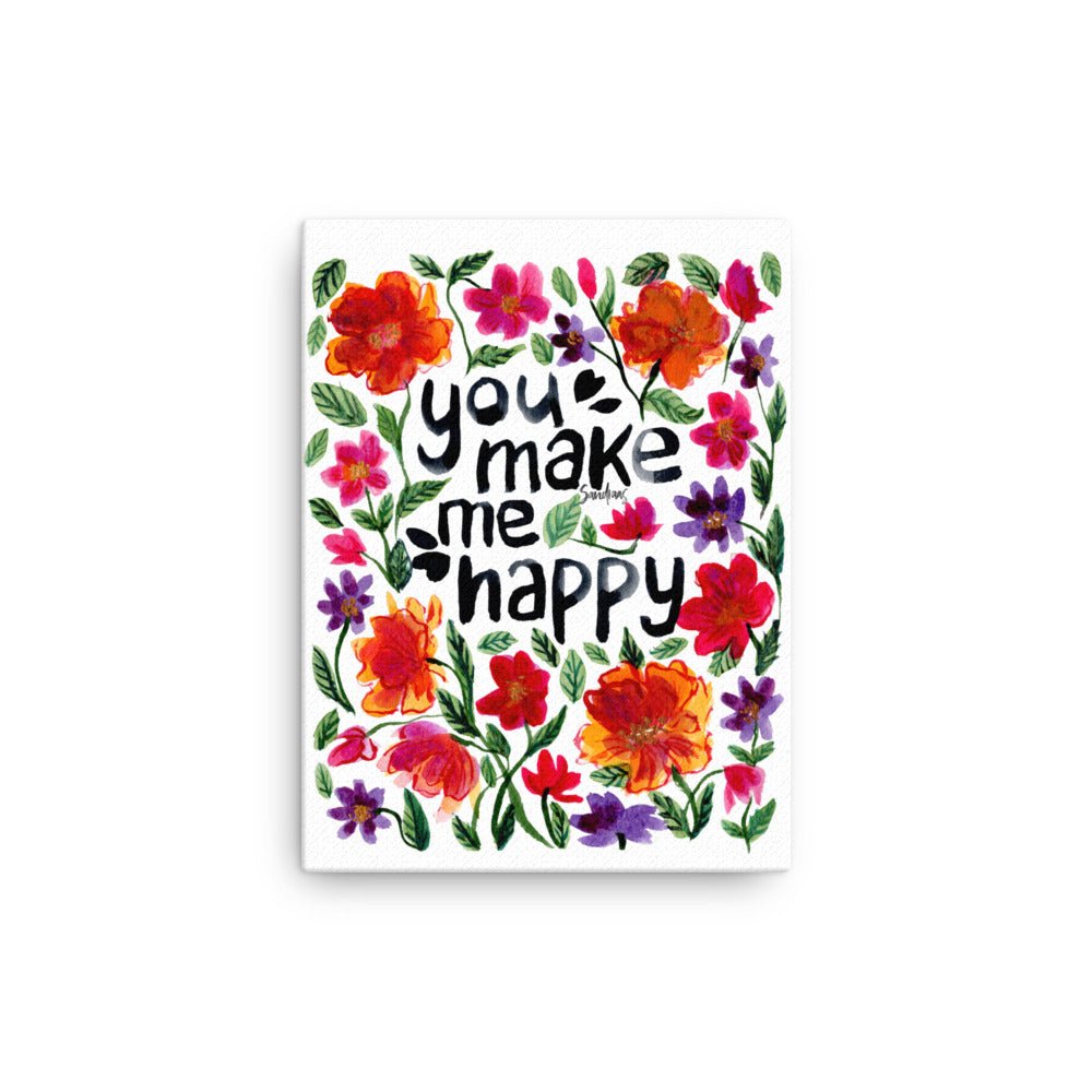 "You Make Me Happy" Watercolor Canvas – A Heartwarming Touch for Your Space ☀️🎨 - SANDRAAS