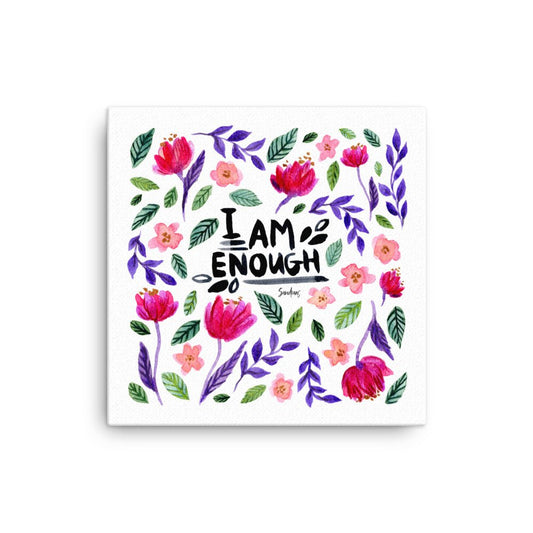 "I Am Enough" Watercolor Canvas – A Daily Reminder of Your Worth 💜🌿 - SANDRAAS