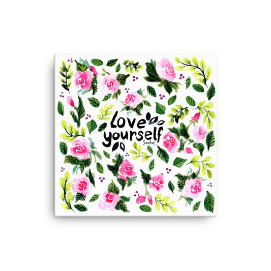"Love Yourself" Watercolor Canvas – A Daily Reminder to Embrace Who You Are 💖🌿 - SANDRAAS