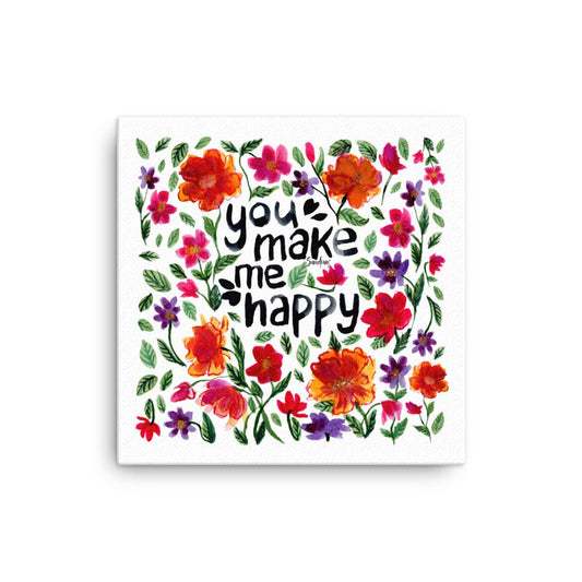 "You Make Me Happy" Watercolor Canvas – A Joyful Touch for Any Space ☀️🎨 - SANDRAAS