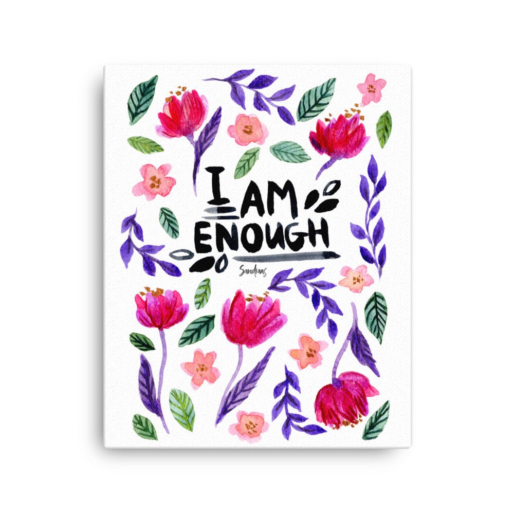 "I Am Enough" – Watercolor Canvas Print 💜✨ - SANDRAAS