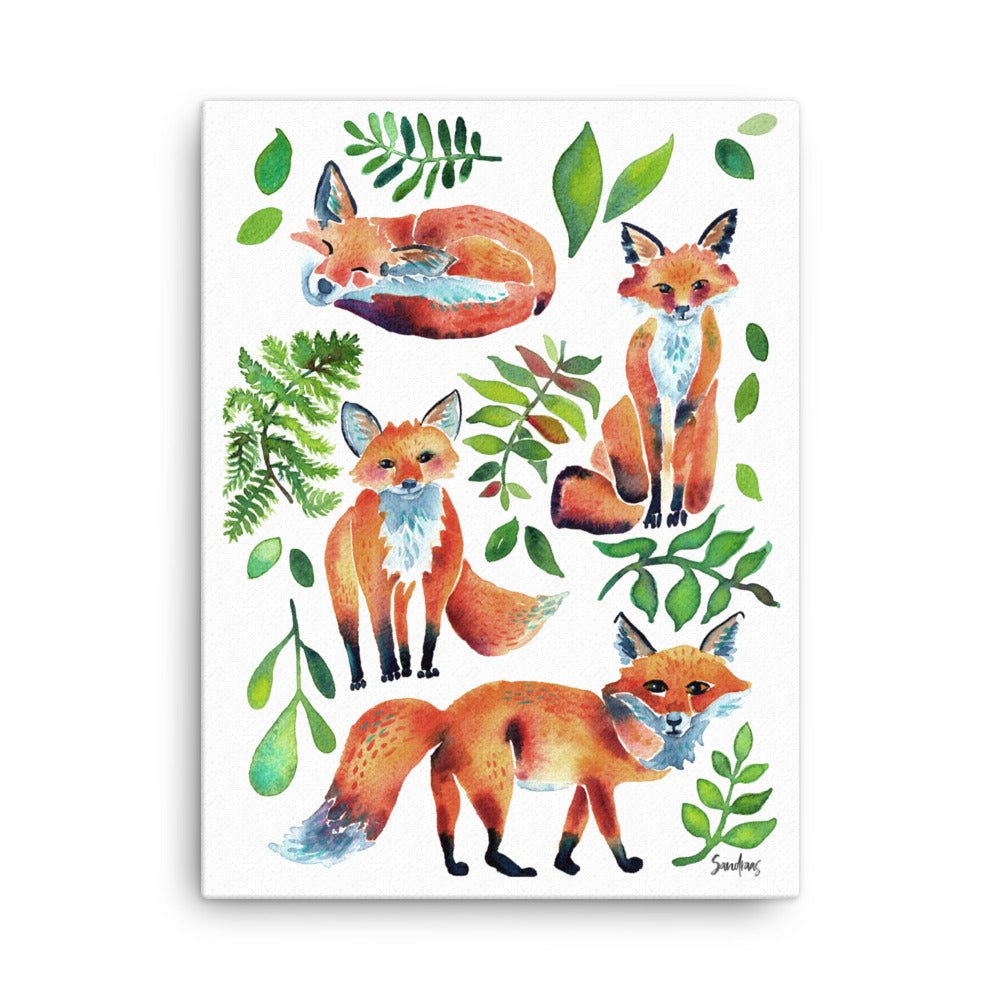 Whimsical Watercolor Fox Canvas – A Touch of Nature for Your Home 🦊🎨 - SANDRAAS