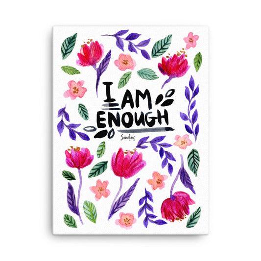 "I Am Enough" – Watercolor Canvas Print 💜✨ - SANDRAAS