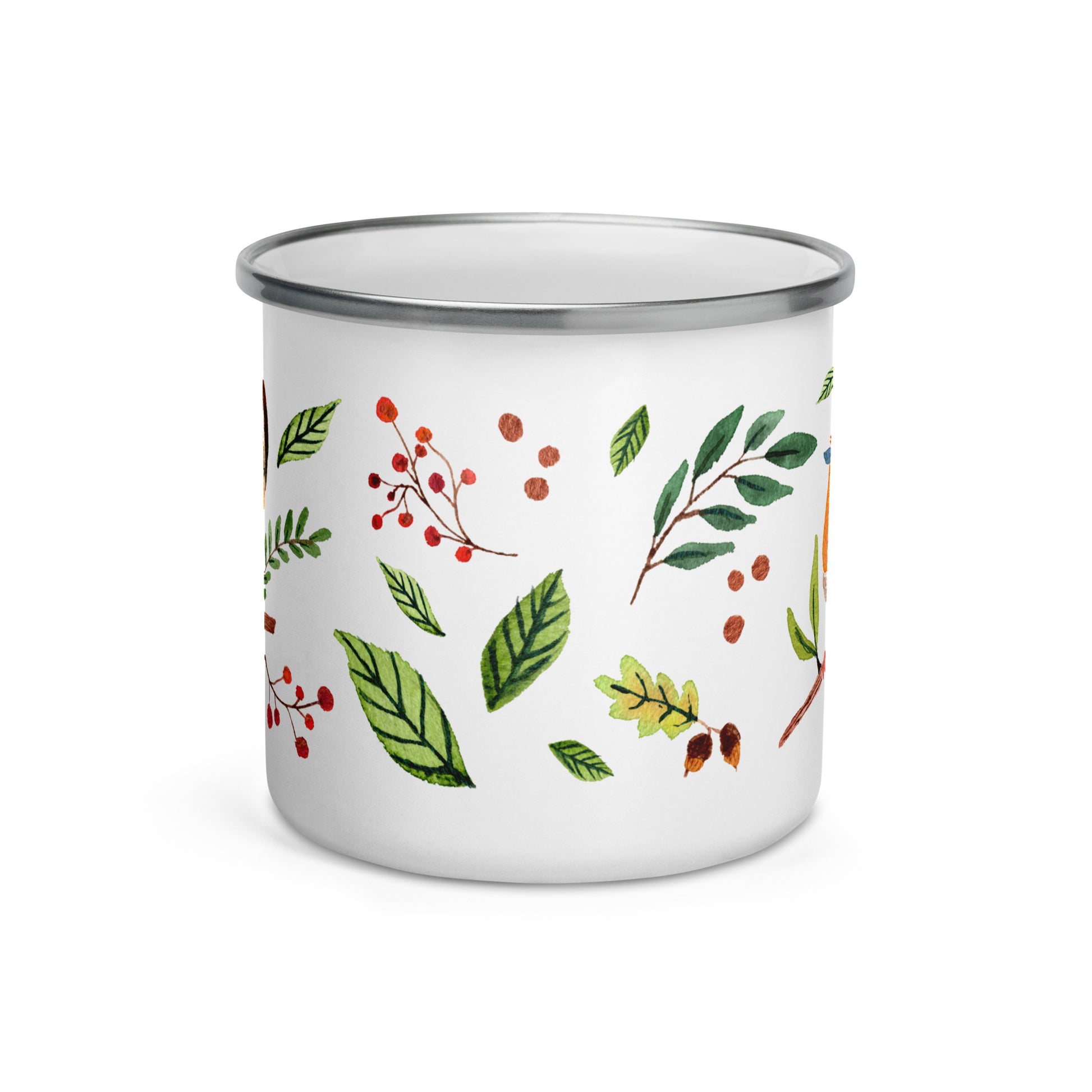 Enamel Mug – Watercolor Robin 🐦 | Nature - Inspired Camping Mug - SANDRAAS