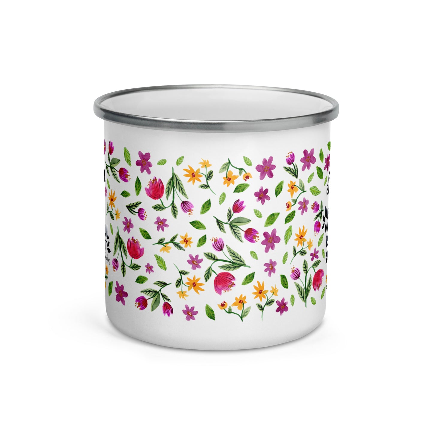 Enamel Mug – A Beautiful Day Starts with a Beautiful Mindset 🌼 | Inspirational Quote & Watercolor Florals - SANDRAAS