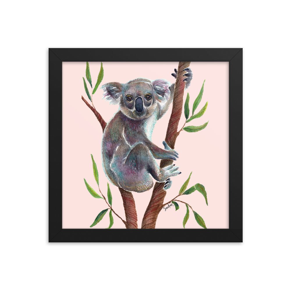 🐨 Framed Koala Bear Poster – Misty Rose Edition 🌸 - Framed Poster - SANDRAAS