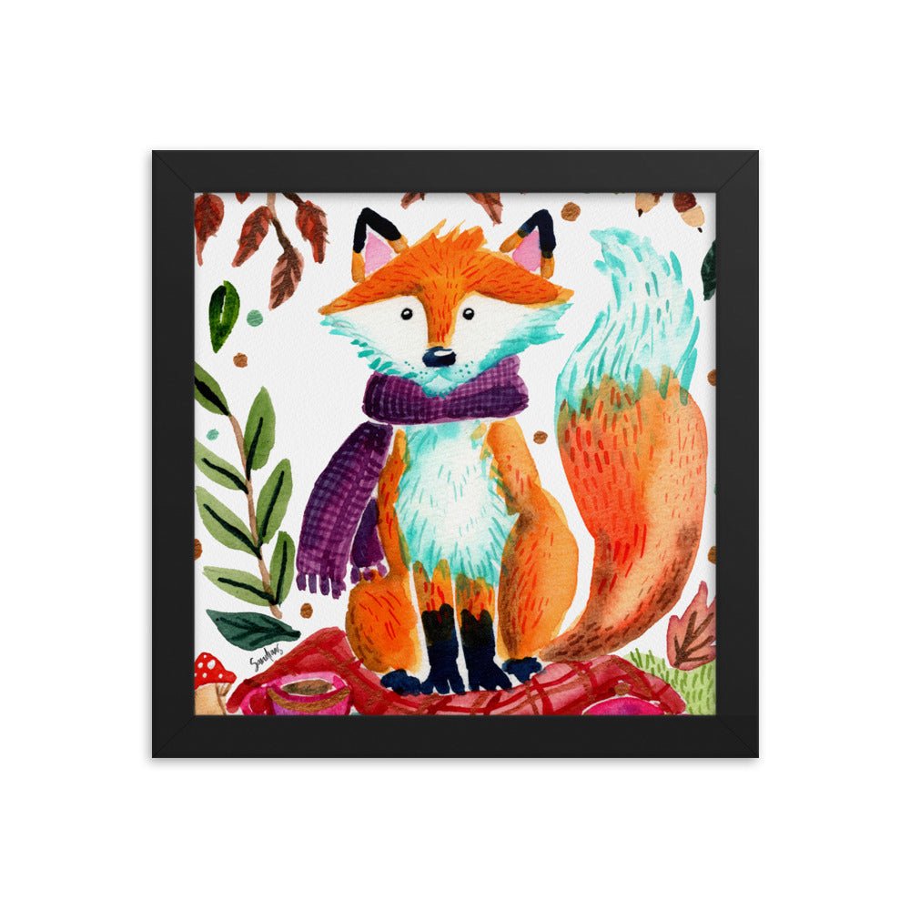 Cozy Fox Picknicking Autumn Scene – Framed Poster 🍂🦊✨ - SANDRAAS