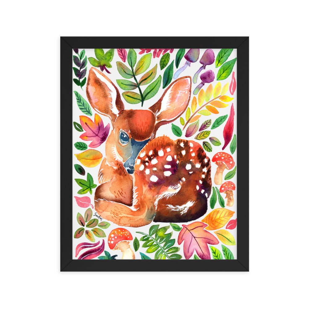 🦌 Framed Poster – Baby Deer in the Forest – A Whimsical Woodland Touch - SANDRAAS