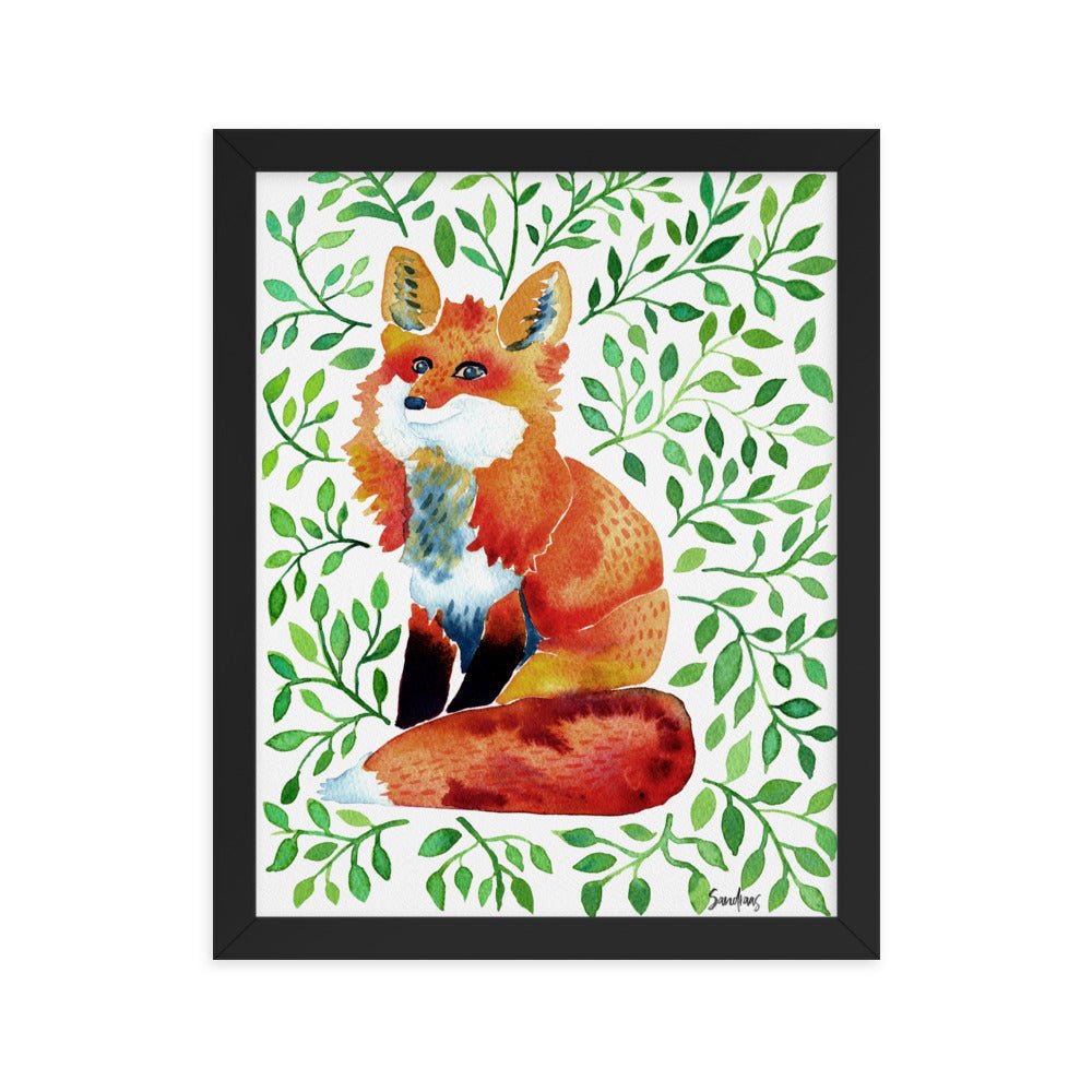 🦊 Framed Poster – Watercolor Fox – Woodland Whimsy for Your Walls - SANDRAAS