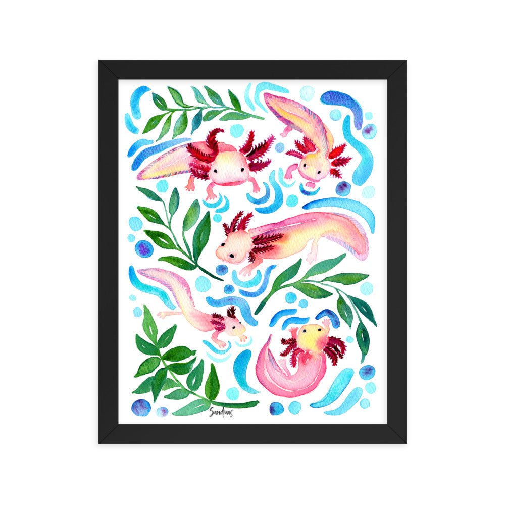 🦎 Framed Poster – Axolotls – Underwater Whimsy for Your Walls - SANDRAAS