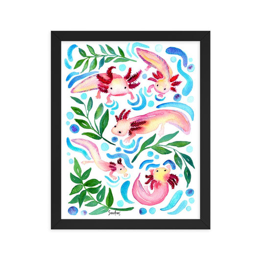 🦎 Framed Poster – Axolotls – Underwater Whimsy for Your Walls - SANDRAAS
