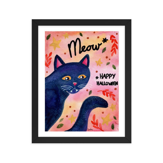 Framed Poster – Happy Halloween Black Cat 🎃🐈⬛ - SANDRAAS