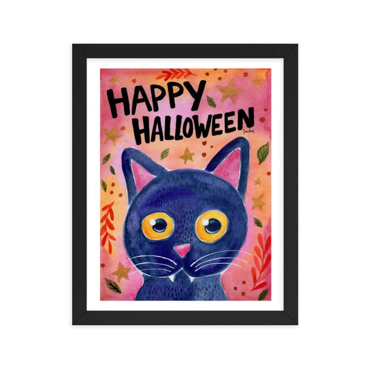 Framed Poster – Halloween Black Cat 🐈⬛🎃 - SANDRAAS