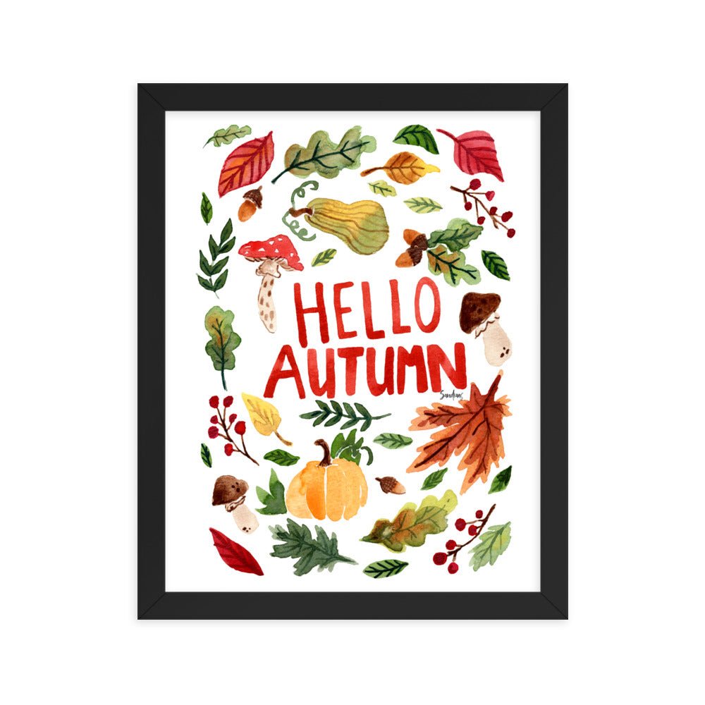 Framed Poster - Hello Autumn - White 🍂🎃 - SANDRAAS