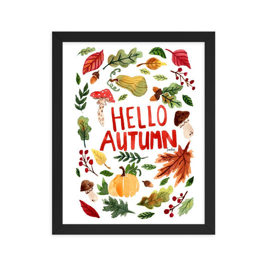 Framed Poster - Hello Autumn - White 🍂🎃 - SANDRAAS