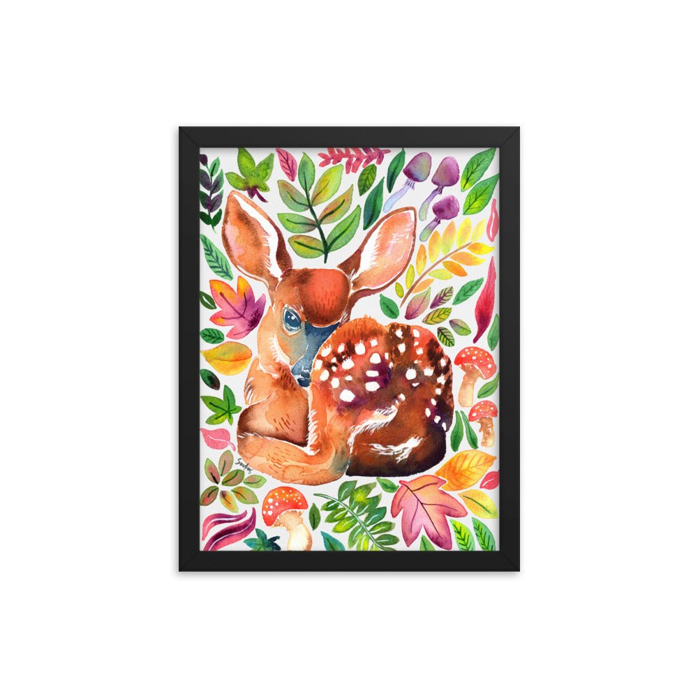🦌 Framed Poster – Baby Deer in the Forest – A Whimsical Woodland Touch - SANDRAAS