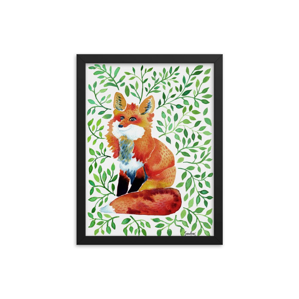 🦊 Framed Poster – Watercolor Fox – Woodland Whimsy for Your Walls - SANDRAAS