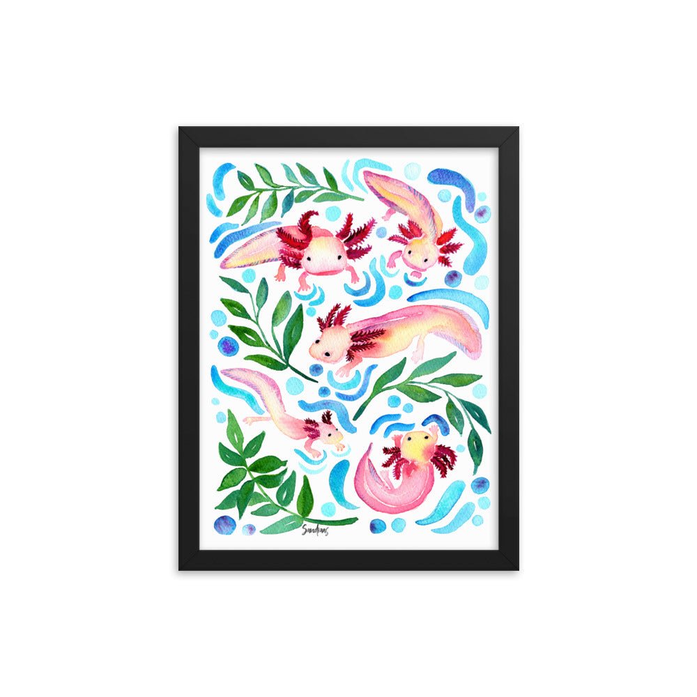 🦎 Framed Poster – Axolotls – Underwater Whimsy for Your Walls - SANDRAAS