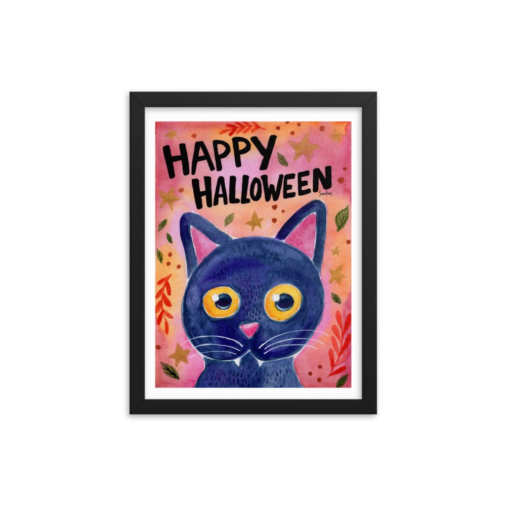 Framed Poster – Halloween Black Cat 🐈⬛🎃 - SANDRAAS