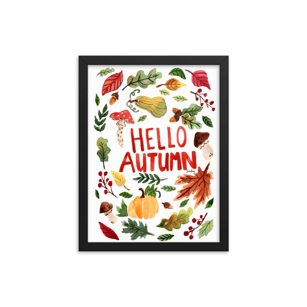 Framed Poster - Hello Autumn - White 🍂🎃 - SANDRAAS