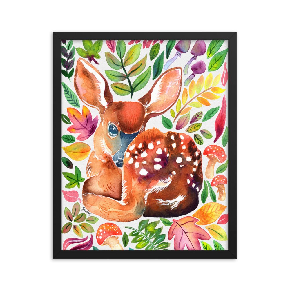 🦌 Framed Poster – Baby Deer in the Forest – A Whimsical Woodland Touch - SANDRAAS