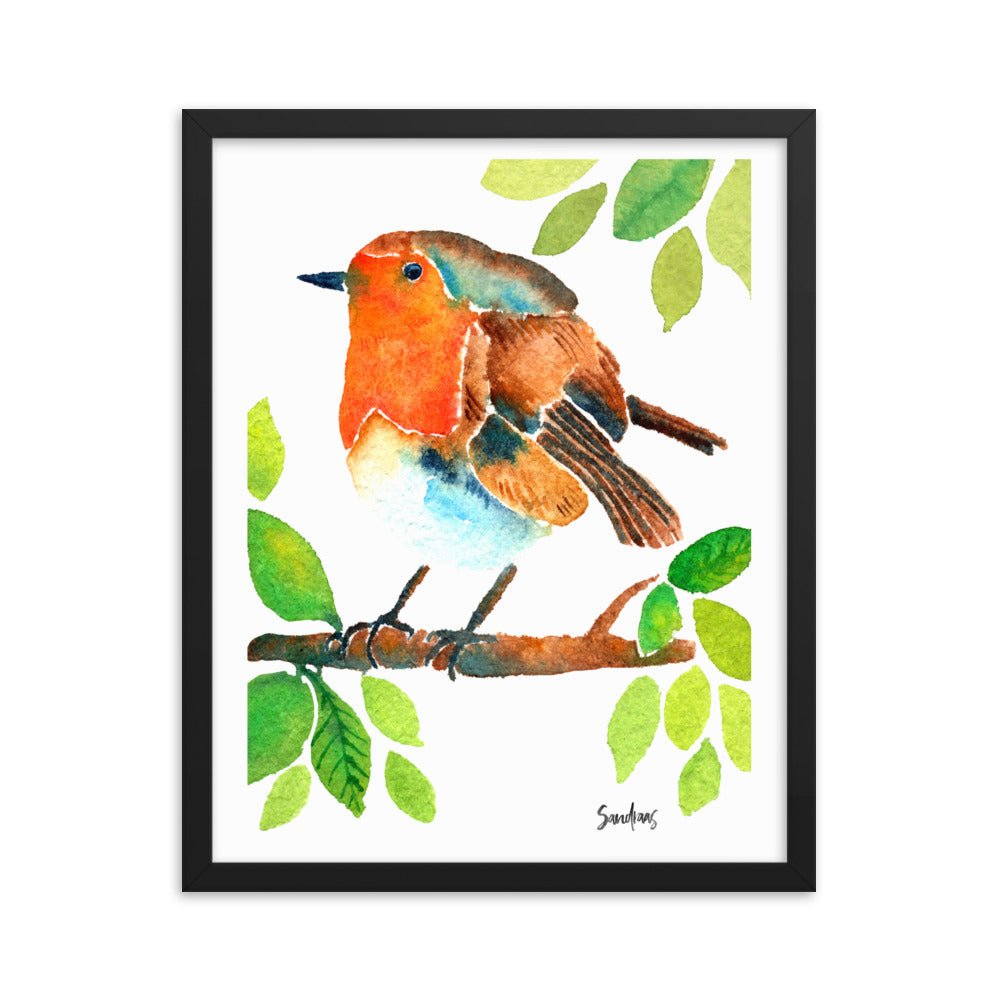 🎨 Framed Poster – Robin on a Branch – A Delicate Touch of Nature for Your Walls - SANDRAAS