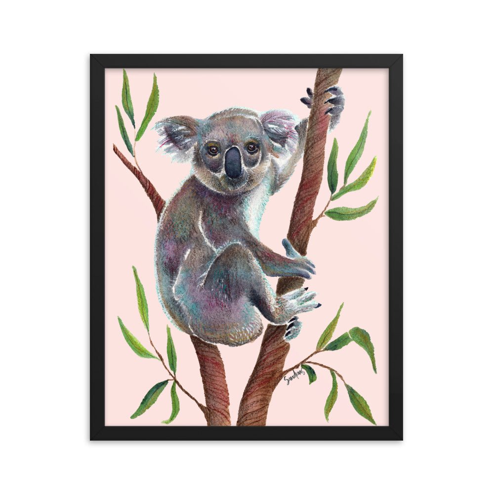 🐨 Framed Koala Bear Poster – Misty Rose Edition 🌸 - Framed Poster - SANDRAAS
