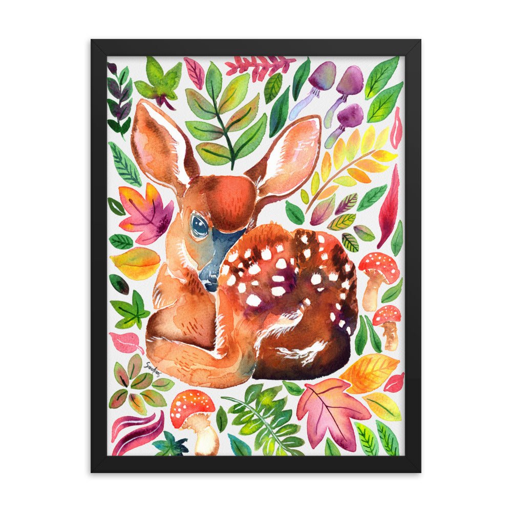 🦌 Framed Poster – Baby Deer in the Forest – A Whimsical Woodland Touch - SANDRAAS