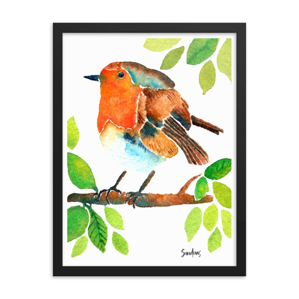 🎨 Framed Poster – Robin on a Branch – A Delicate Touch of Nature for Your Walls - SANDRAAS