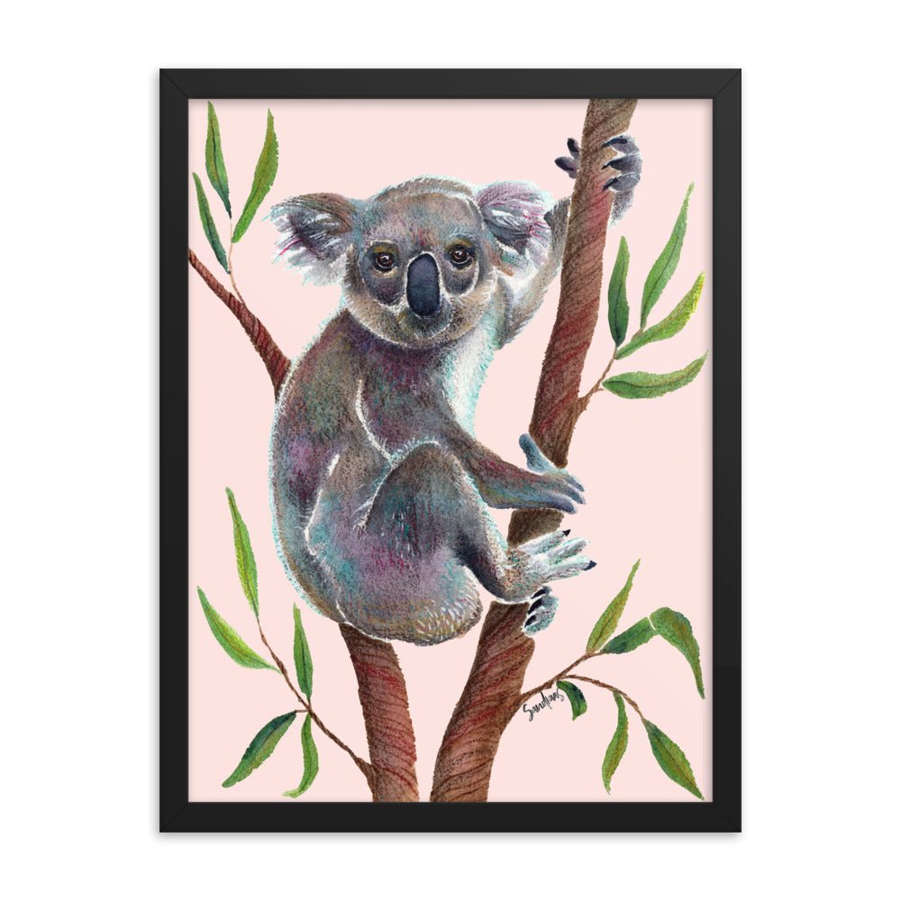 🐨 Framed Koala Bear Poster – Misty Rose Edition 🌸 - Framed Poster - SANDRAAS