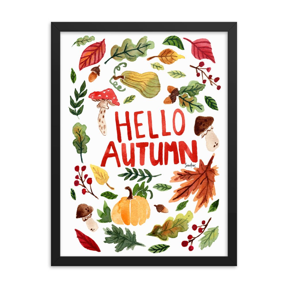Framed Poster - Hello Autumn - White 🍂🎃 - SANDRAAS