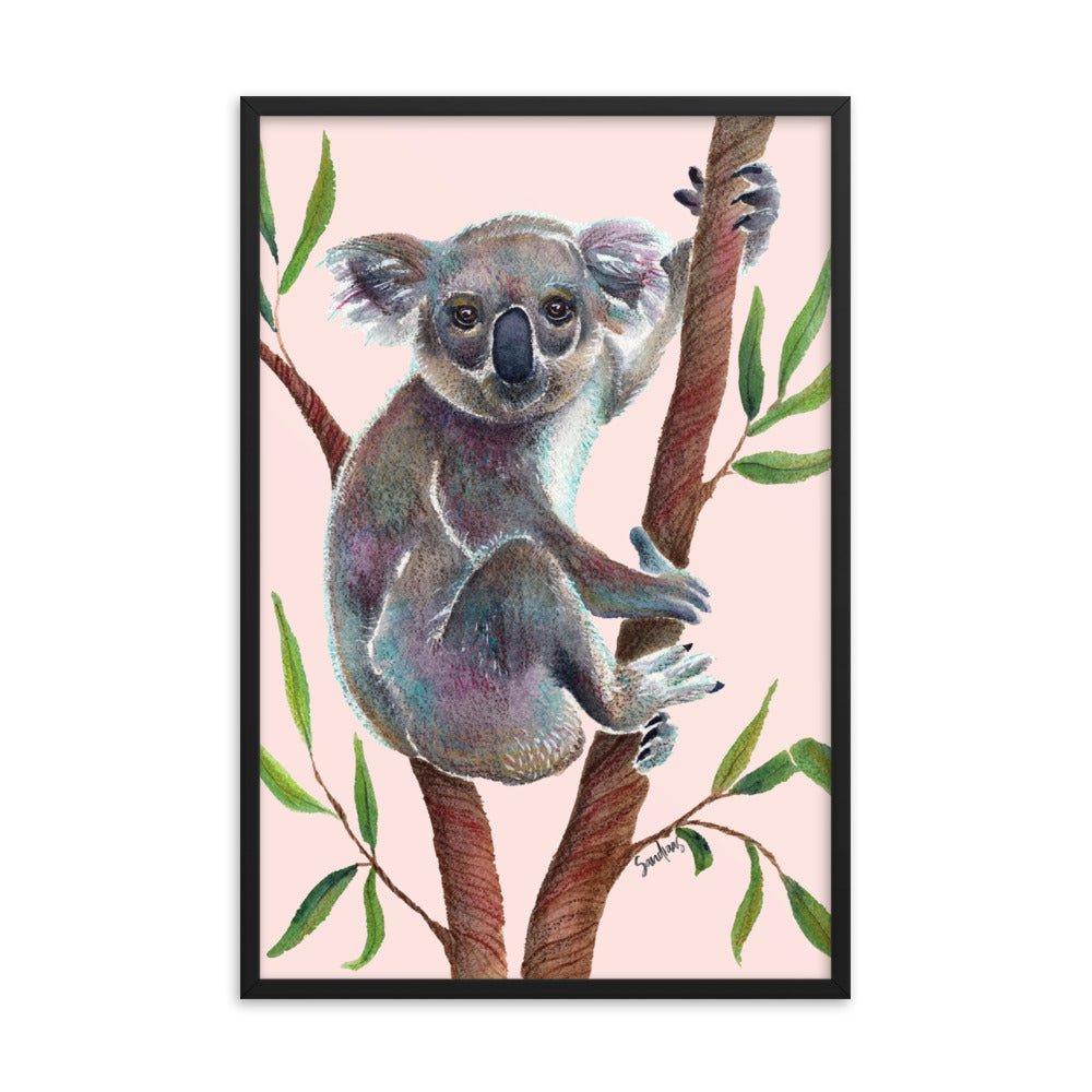 🐨 Framed Koala Bear Poster – Misty Rose Edition 🌸 - Framed Poster - SANDRAAS