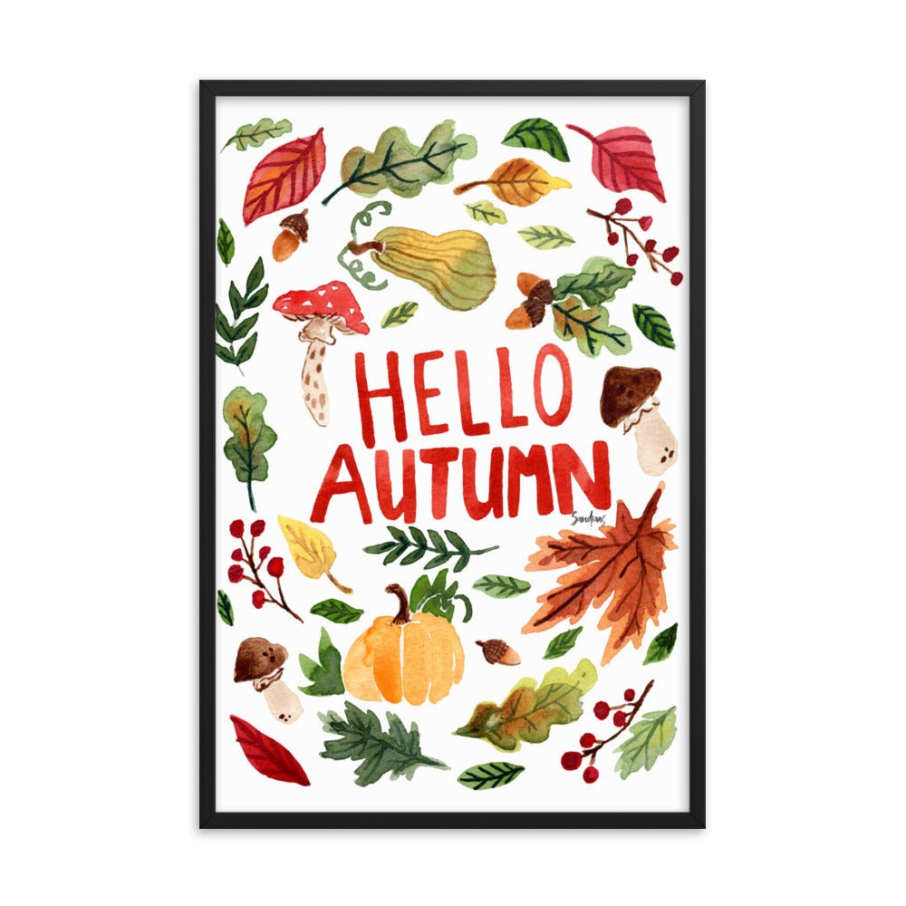 Framed Poster - Hello Autumn - White 🍂🎃 - SANDRAAS