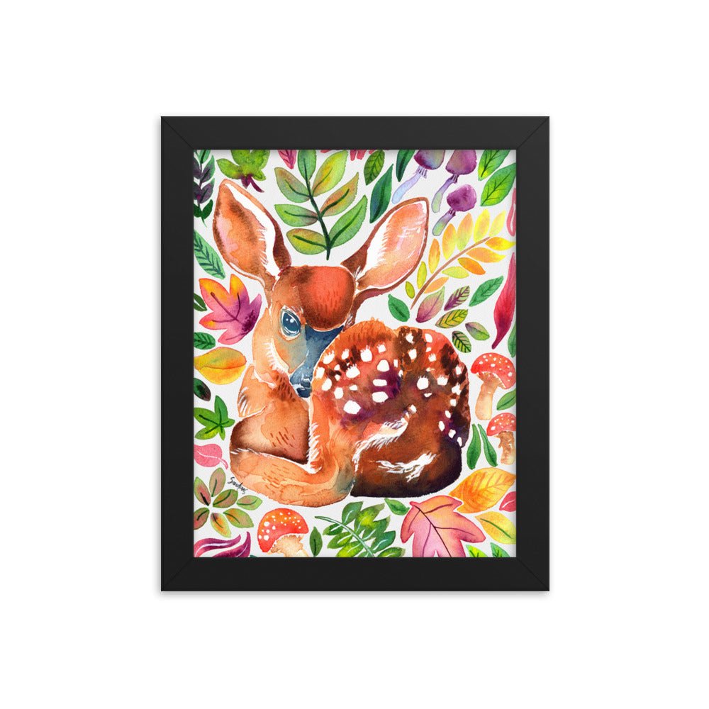 🦌 Framed Poster – Baby Deer in the Forest – A Whimsical Woodland Touch - SANDRAAS
