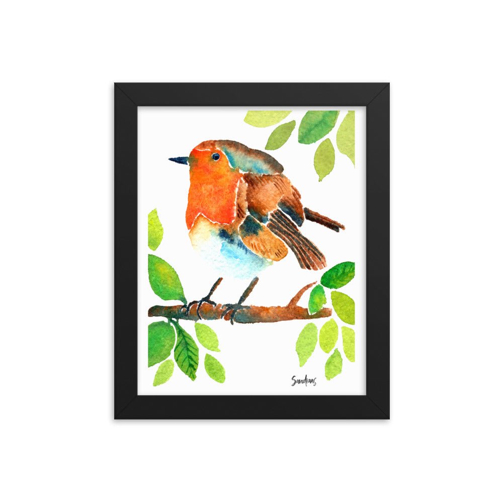 🎨 Framed Poster – Robin on a Branch – A Delicate Touch of Nature for Your Walls - SANDRAAS