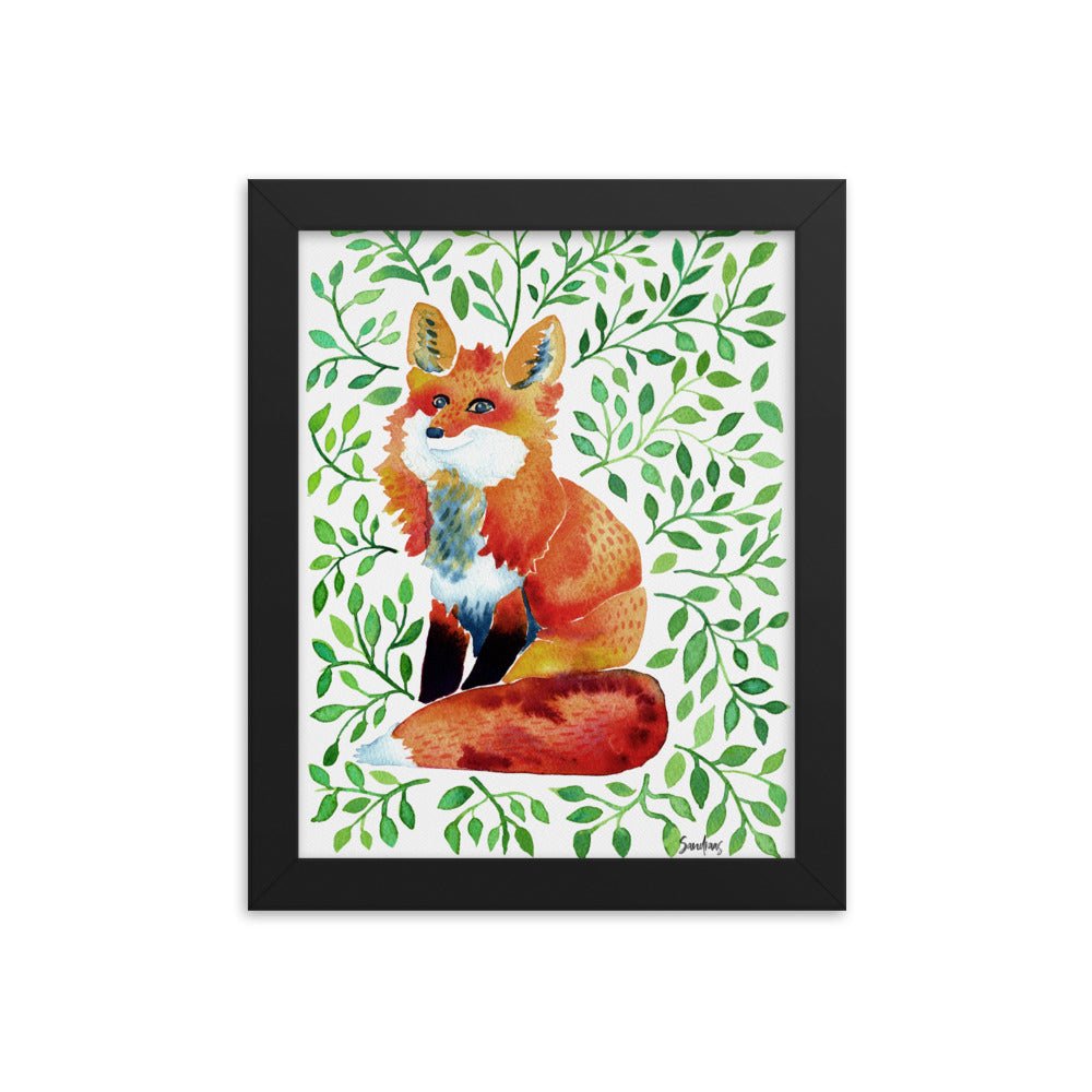 🦊 Framed Poster – Watercolor Fox – Woodland Whimsy for Your Walls - SANDRAAS