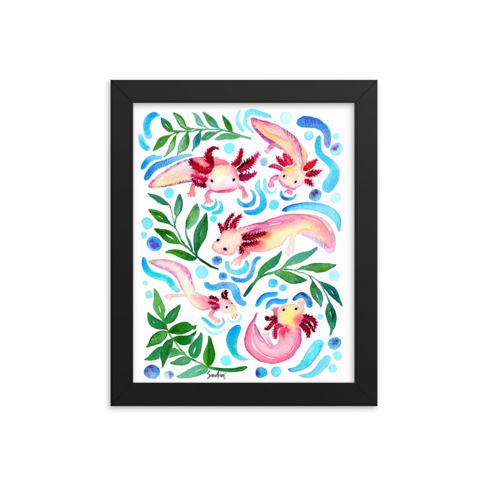 🦎 Framed Poster – Axolotls – Underwater Whimsy for Your Walls - SANDRAAS