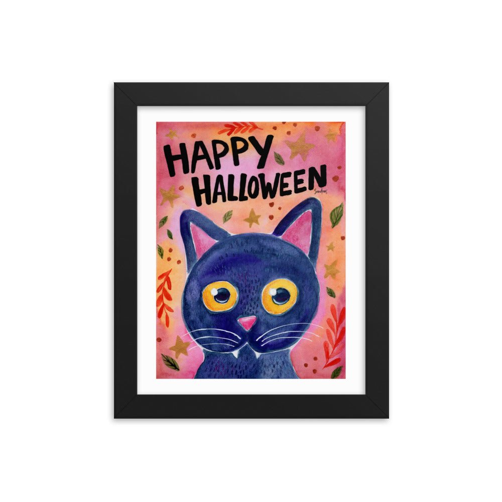 Framed Poster – Halloween Black Cat 🐈⬛🎃 - SANDRAAS