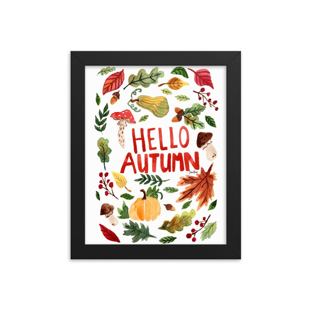 Framed Poster - Hello Autumn - White 🍂🎃 - SANDRAAS