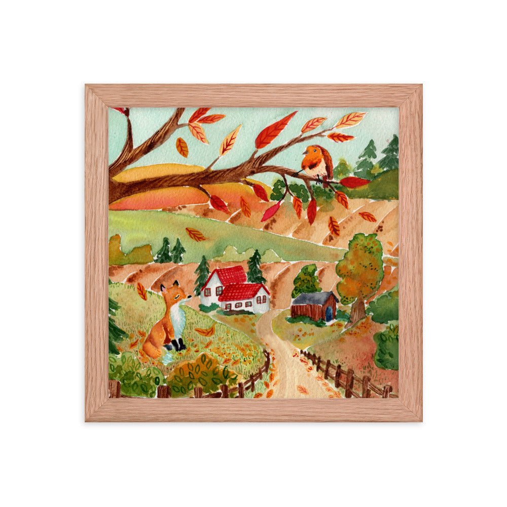 Framed Poster – Autumn Scene with Fox & Robin 🍂🦊 - SANDRAAS
