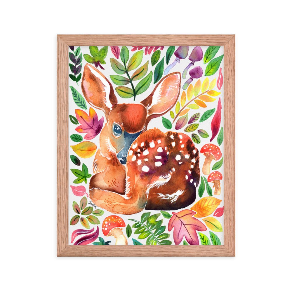 🦌 Framed Poster – Baby Deer in the Forest – A Whimsical Woodland Touch - SANDRAAS